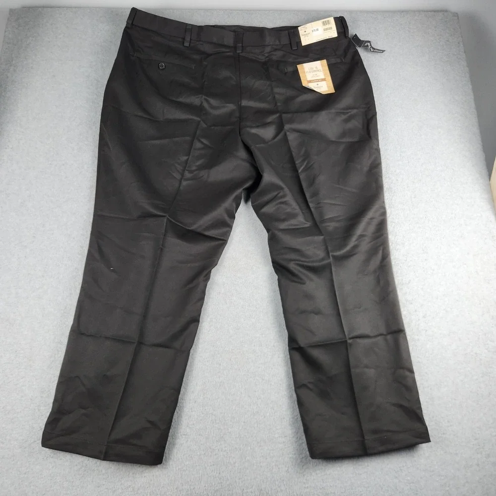Haggar Dress Pants Mens 46x30 Black Cool 18 Performance Classic Comfort Waist